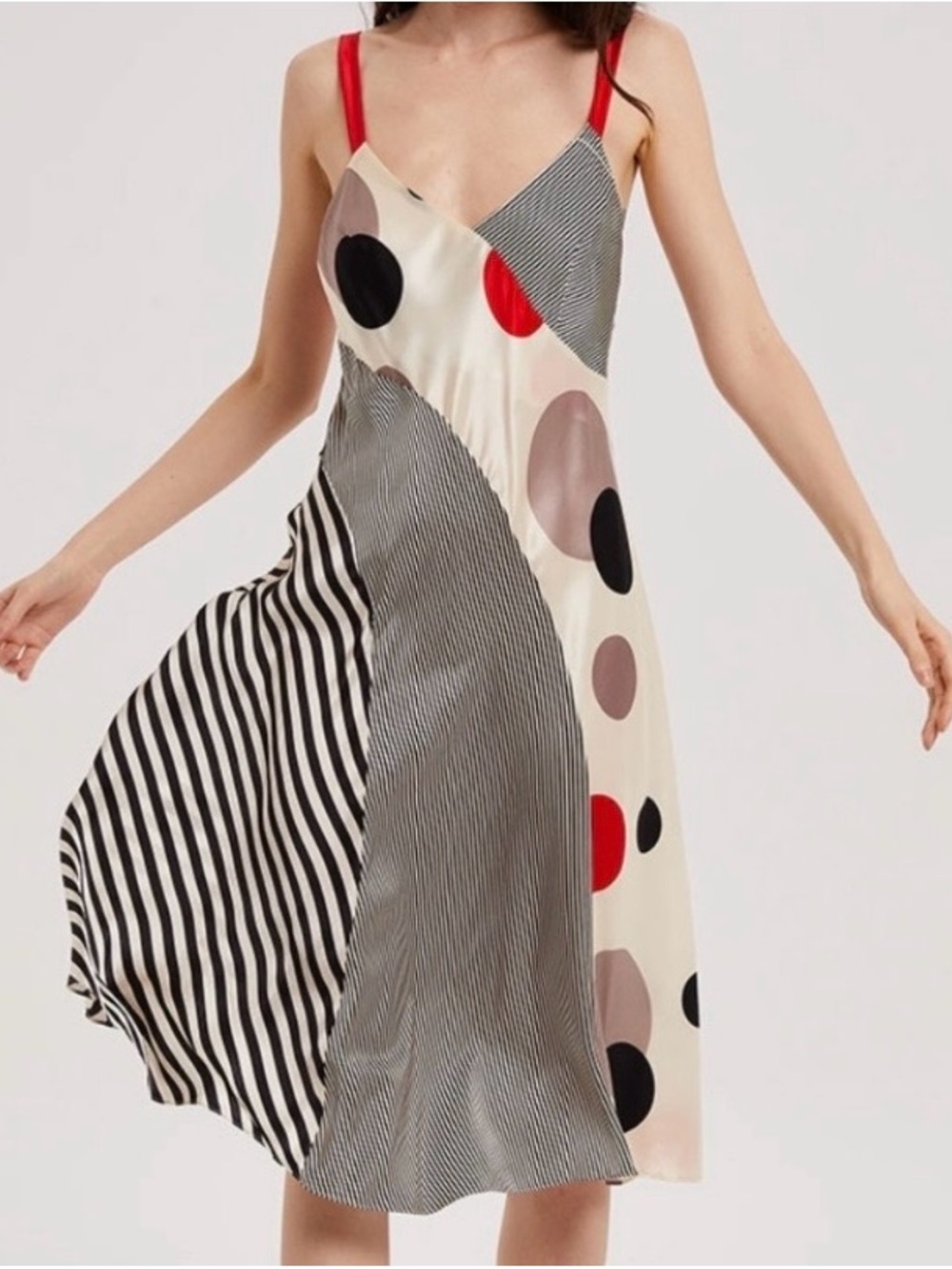 NWT Nap Polka dot 100% Silk Dress Multi Color size Medium